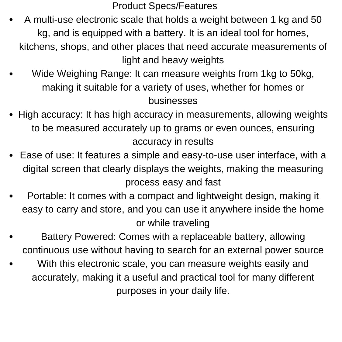KRAWN Multi-Use Electronic Scale - 50kg Capacity KW-46039