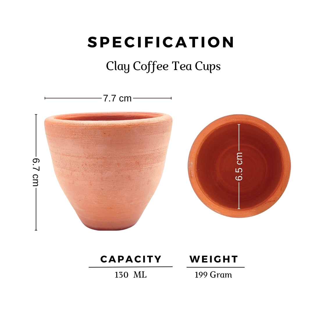 Traditional Mitti Clay Kulhad Tea Cup Set - 6 Pack | محل هشام للفخار