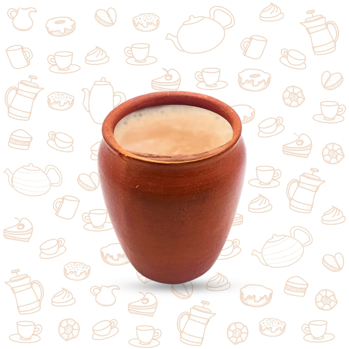 Premium Natural Clay Ceramic Cups Set - 6 Pack | 270ml Each
