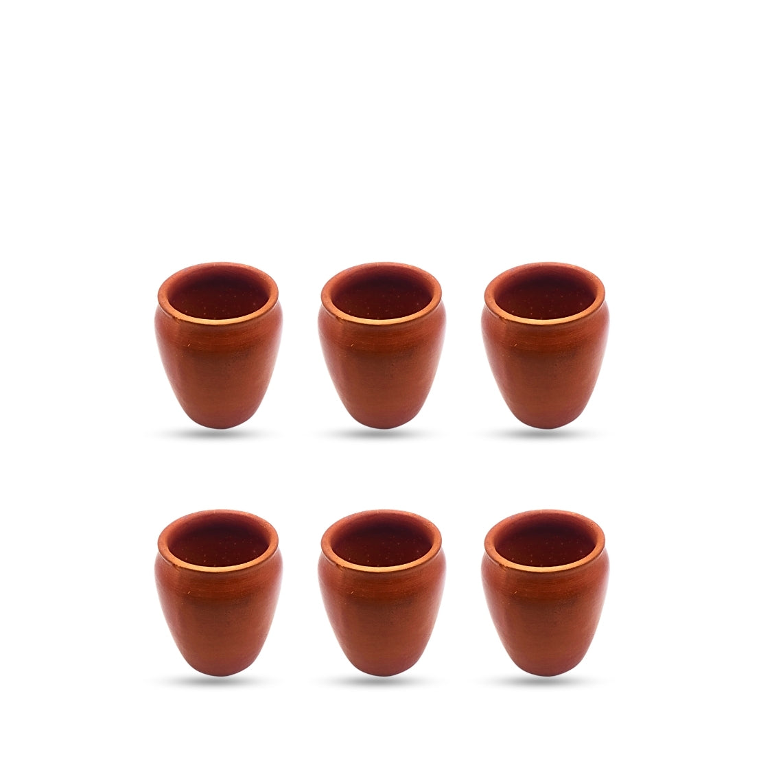 Premium Natural Clay Ceramic Cups Set - 6 Pack | 270ml Each