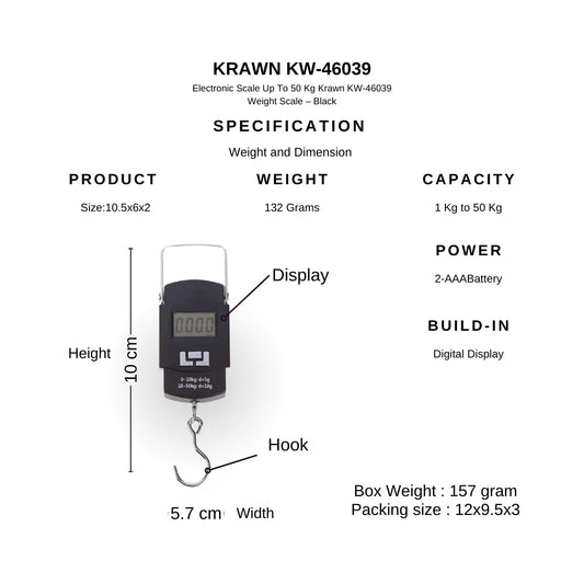 KRAWN Multi-Use Electronic Scale - 50kg Capacity KW-46039