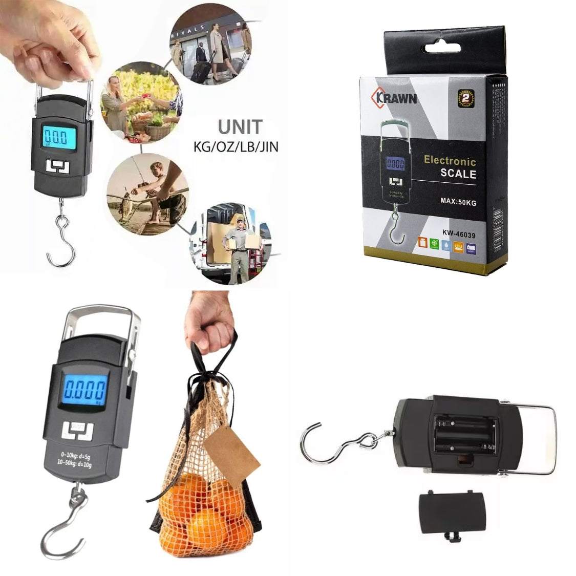 KRAWN Multi-Use Electronic Scale - 50kg Capacity KW-46039