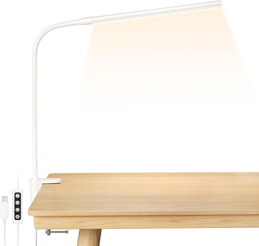 Lepro Desk Lamp Clip on Desk Light, for home office, 10 Brightness, 460 lumens, Dimmable USB Clamp Lamp, Adjustable Flexible Gooseneck Table Light for reading, study lamp for students, Black