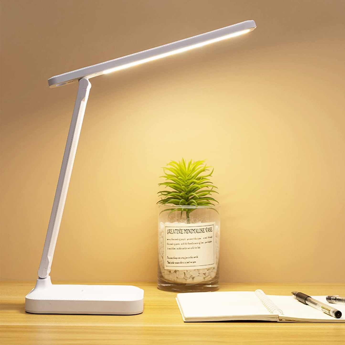 Necomi LED Desk Lamp, Table Lamp For Computer/Desktop, Rechargeable, Eye-Caring, Touch Control With USB Charging Port for Reading, Study Lamp for Kids, Home, Office White [Amazon Exclusive]