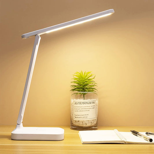 Necomi LED Desk Lamp, Table Lamp For Computer/Desktop, Rechargeable, Eye-Caring, Touch Control With USB Charging Port for Reading, Study Lamp for Kids, Home, Office White [Amazon Exclusive]