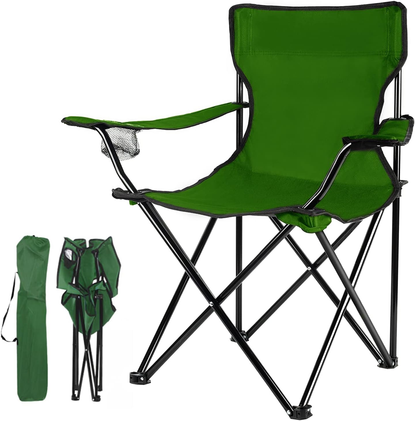 Damei century Portable Camping Chair, Casual Folding Chair, Black, 4lbs, Supports 300lbs, Ideal for Camping, Tailgating, Sports Events