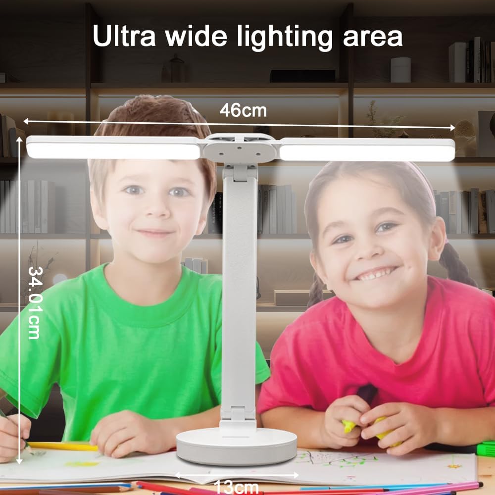 Necomi LED Desk Lamp, Table Lamp For Computer/Desktop, Rechargeable, Eye-Caring, Touch Control With USB Charging Port for Reading, Study Lamp for Kids, Home, Office White [Amazon Exclusive]
