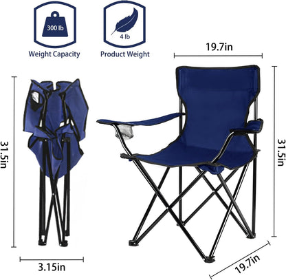 Damei century Portable Camping Chair, Casual Folding Chair, Black, 4lbs, Supports 300lbs, Ideal for Camping, Tailgating, Sports Events