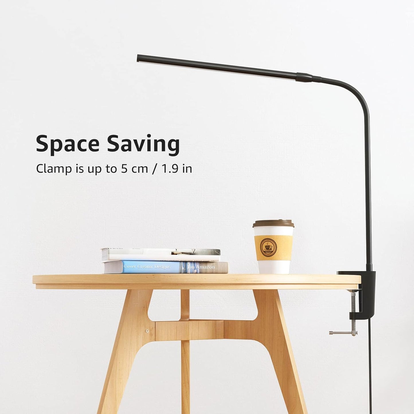 Lepro Desk Lamp Clip on Desk Light, for home office, 10 Brightness, 460 lumens, Dimmable USB Clamp Lamp, Adjustable Flexible Gooseneck Table Light for reading, study lamp for students, Black