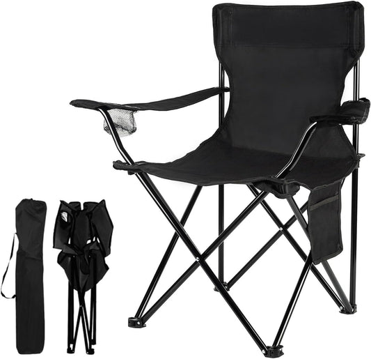 Damei century Portable Camping Chair, Casual Folding Chair, Black, 4lbs, Supports 300lbs, Ideal for Camping, Tailgating, Sports Events