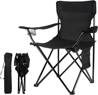 Damei century Portable Camping Chair, Casual Folding Chair, Black, 4lbs, Supports 300lbs, Ideal for Camping, Tailgating, Sports Events