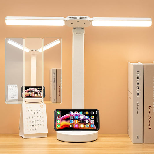 Necomi LED Desk Lamp, Table Lamp For Computer/Desktop, Rechargeable, Eye-Caring, Touch Control With USB Charging Port for Reading, Study Lamp for Kids, Home, Office White [Amazon Exclusive]