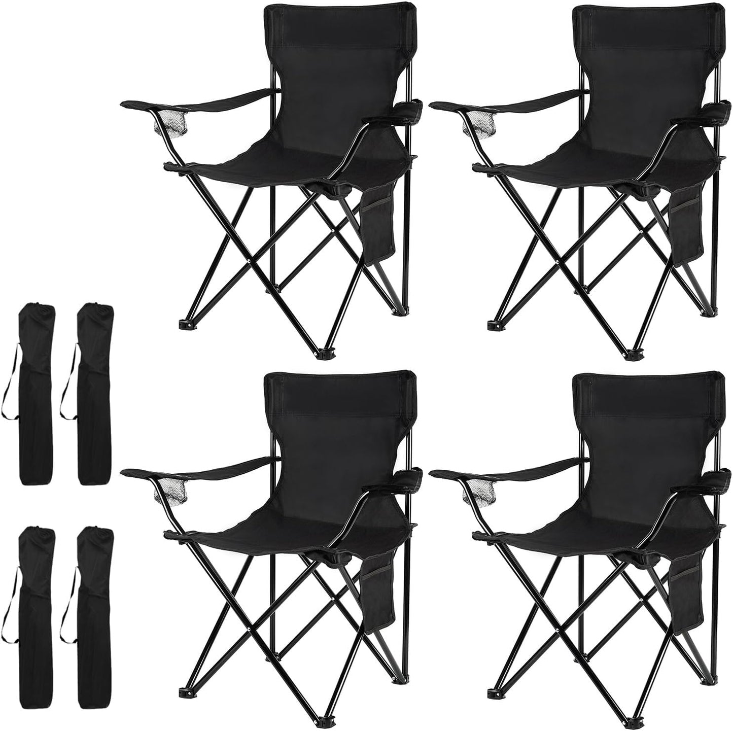 Damei century Portable Camping Chair, Casual Folding Chair, Black, 4lbs, Supports 300lbs, Ideal for Camping, Tailgating, Sports Events