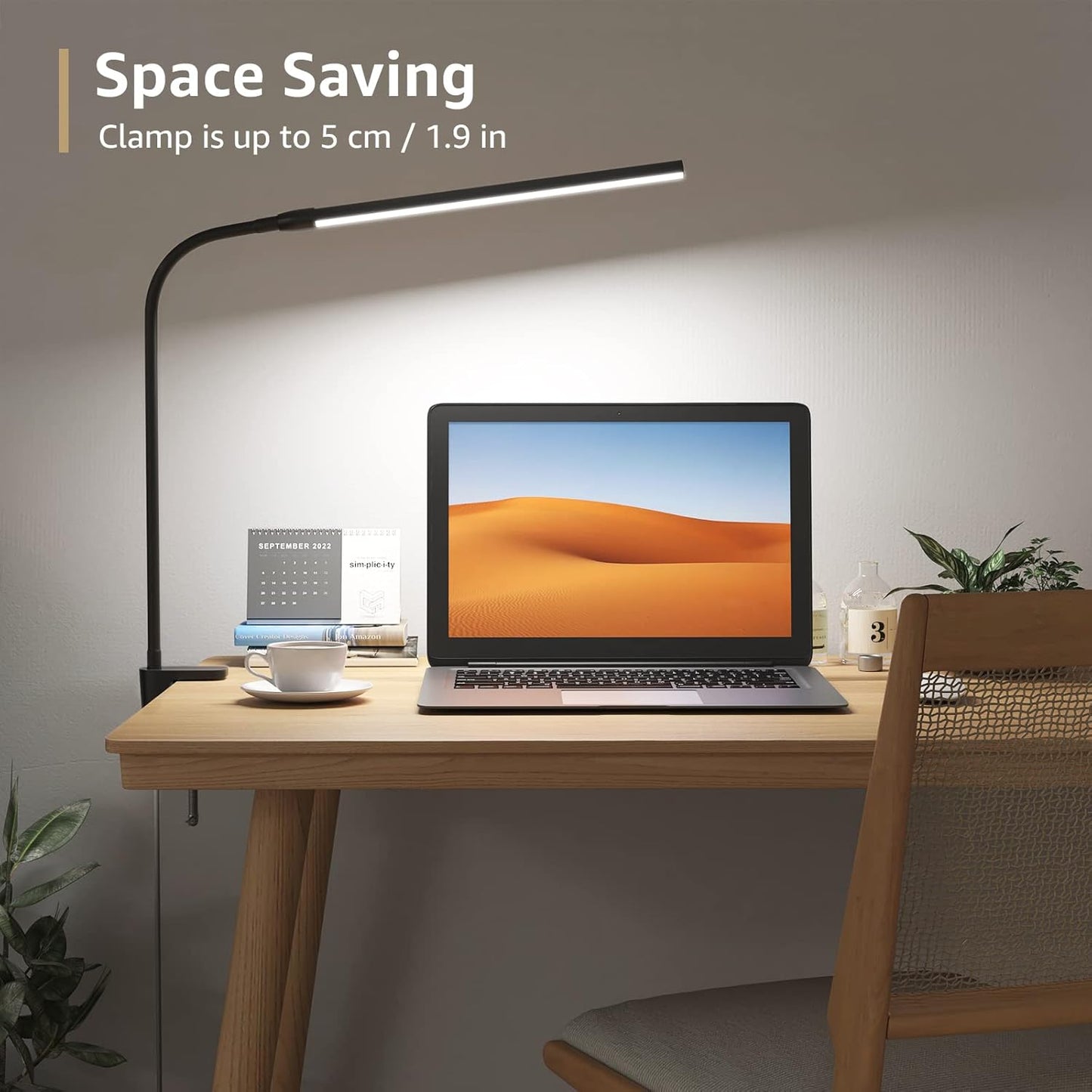 Lepro Desk Lamp Clip on Desk Light, for home office, 10 Brightness, 460 lumens, Dimmable USB Clamp Lamp, Adjustable Flexible Gooseneck Table Light for reading, study lamp for students, Black