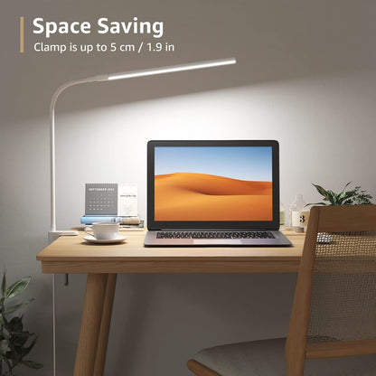 Lepro Desk Lamp Clip on Desk Light, for home office, 10 Brightness, 460 lumens, Dimmable USB Clamp Lamp, Adjustable Flexible Gooseneck Table Light for reading, study lamp for students, Black