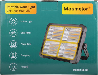 Masmejor Rechargeable Work Light, Portable Led Work Solar Light 100W 12000mAh 336Led IP53 with Job Site Battery LED Work Light for Power Failure Emergency Worklight Car Repair Camping Fishing