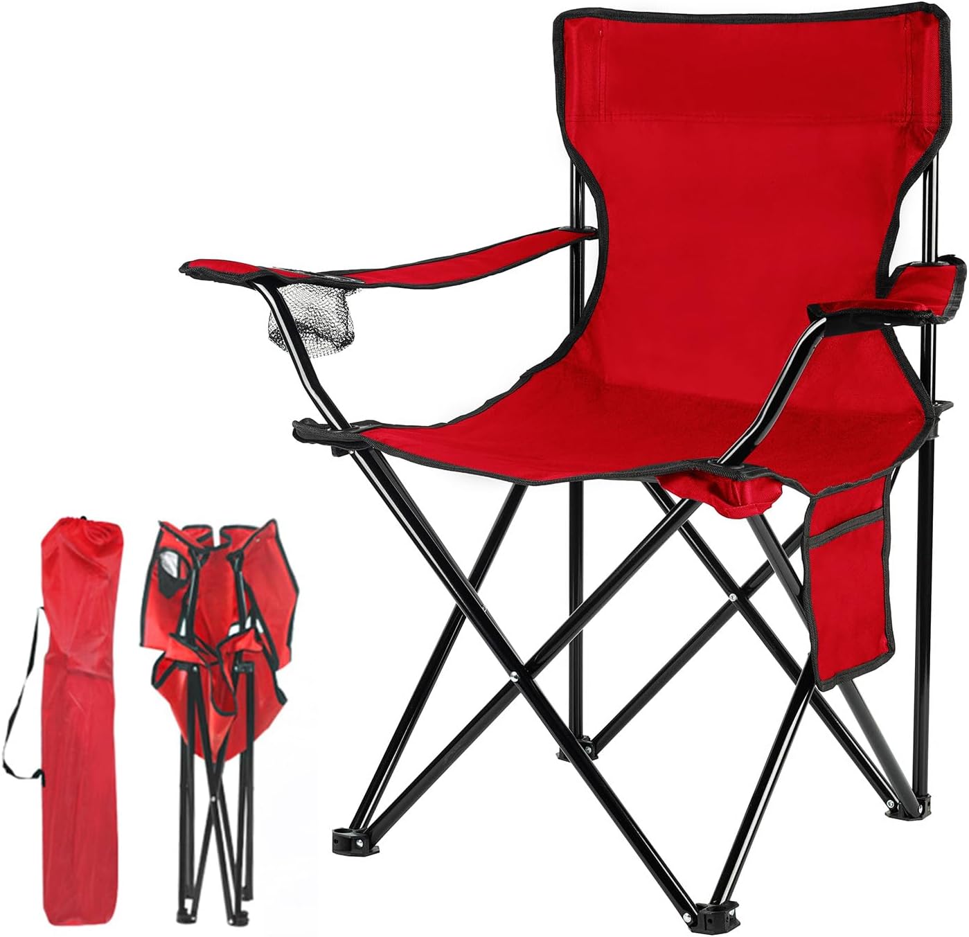 Damei century Portable Camping Chair, Casual Folding Chair, Black, 4lbs, Supports 300lbs, Ideal for Camping, Tailgating, Sports Events