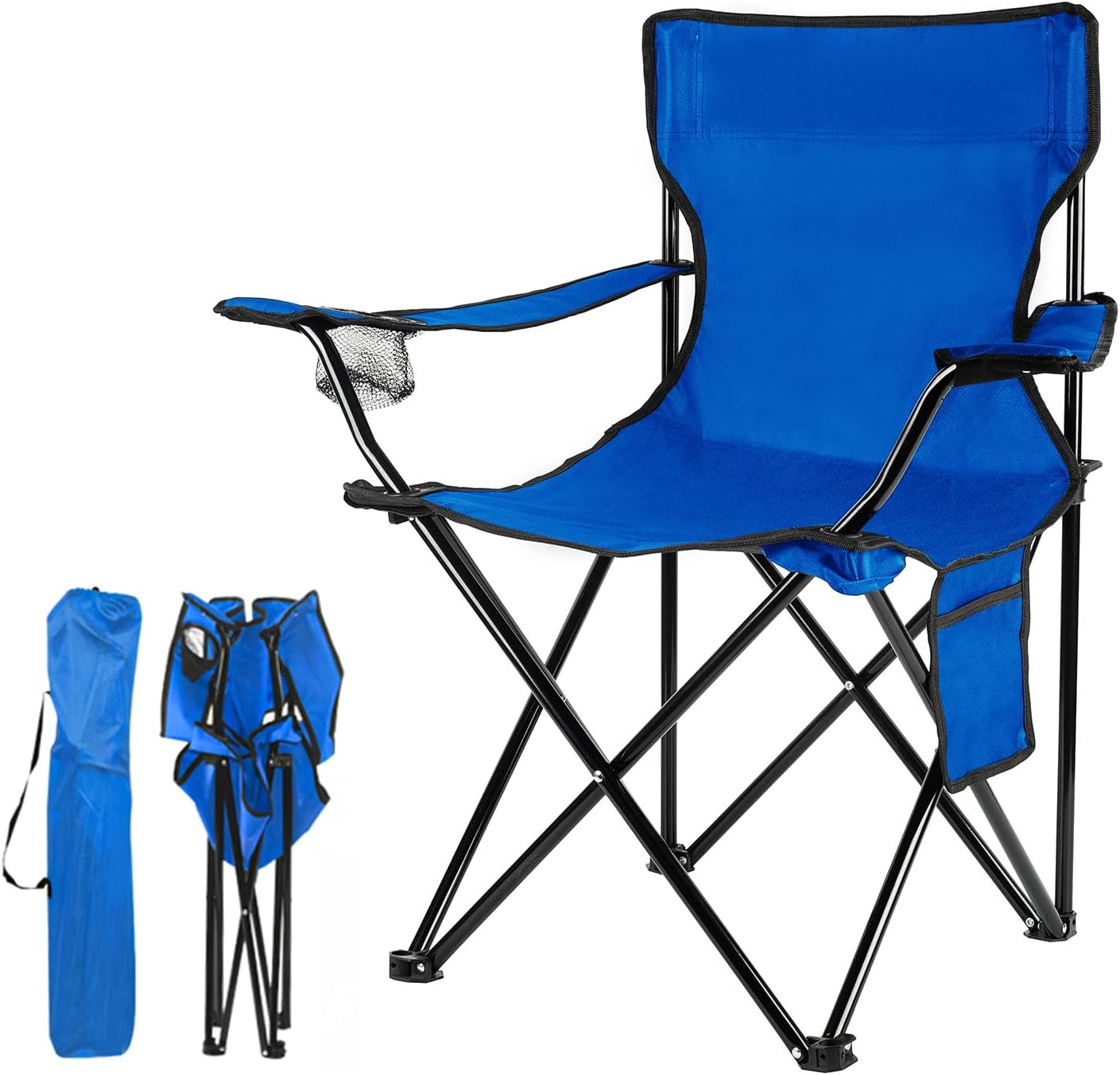 Damei century Portable Camping Chair, Casual Folding Chair, Black, 4lbs, Supports 300lbs, Ideal for Camping, Tailgating, Sports Events