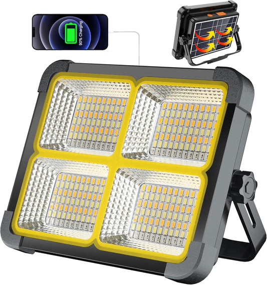 Masmejor Rechargeable Work Light, Portable Led Work Solar Light 100W 12000mAh 336Led IP53 with Job Site Battery LED Work Light for Power Failure Emergency Worklight Car Repair Camping Fishing