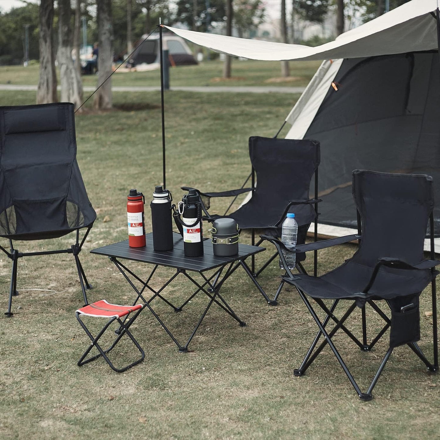 Damei century Portable Camping Chair, Casual Folding Chair, Black, 4lbs, Supports 300lbs, Ideal for Camping, Tailgating, Sports Events