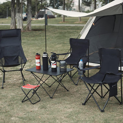 Damei century Portable Camping Chair, Casual Folding Chair, Black, 4lbs, Supports 300lbs, Ideal for Camping, Tailgating, Sports Events