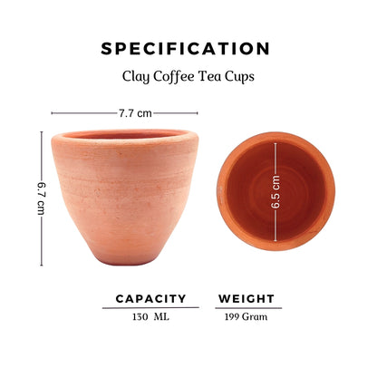 Traditional Mitti Clay Kulhad Tea Cup Set - 6 Pack | محل هشام للفخار