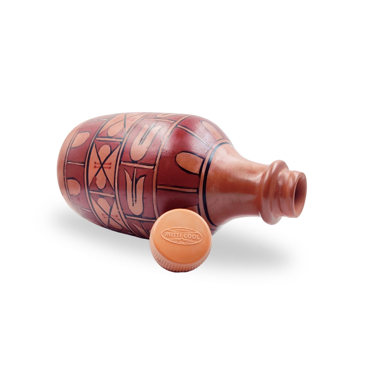 Traditional Handcrafted Clay Water Bottle - 1.3L Natural Terracotta