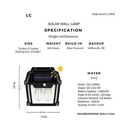 DLC Solar Wall Lamp with Motion Sensor - إنارة جدارية بالطاقة الشمسية DLC-32849