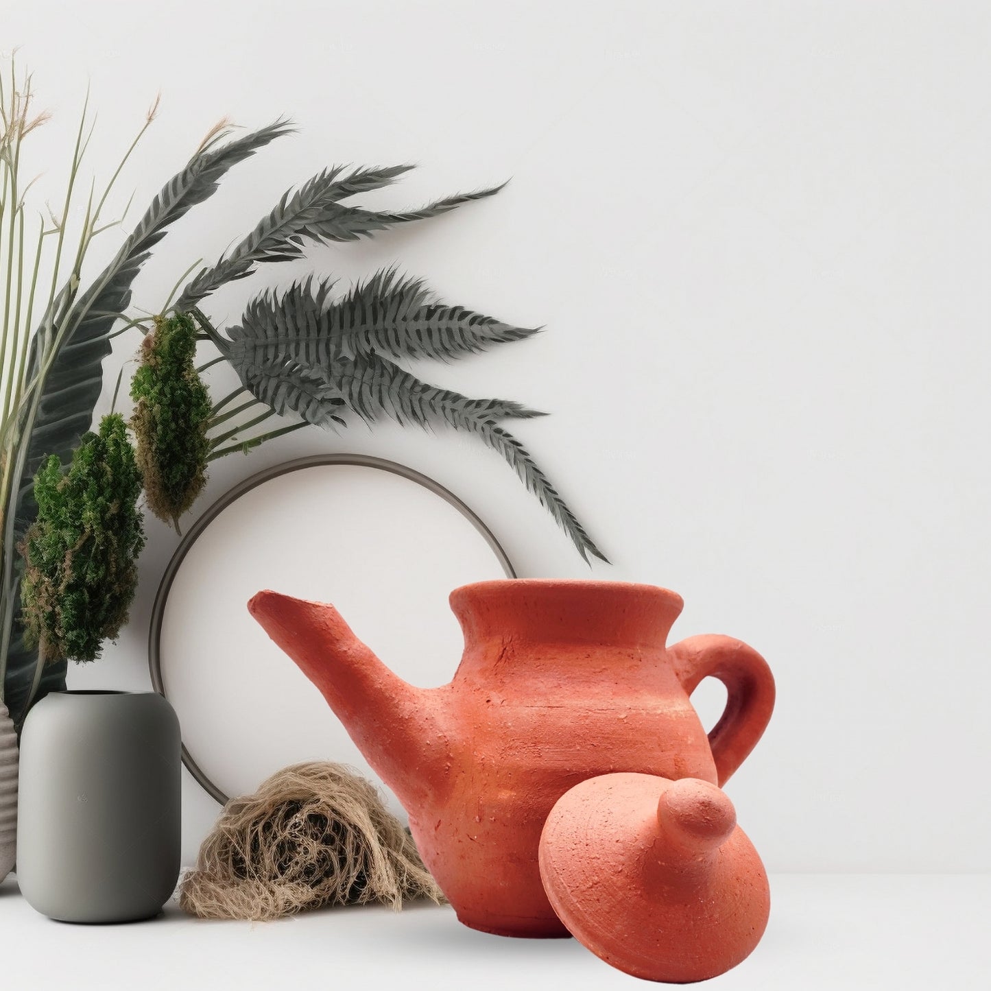 Traditional Organic Clay Kettle - 30oz Capacity | محل هشام للفخار