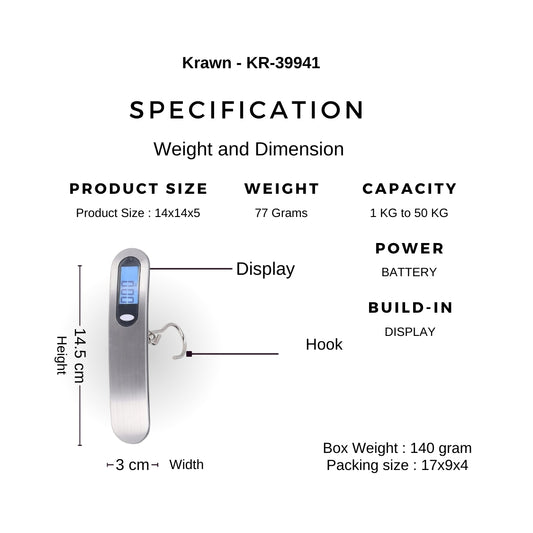 KRAWN SHINEBEST Digital Luggage Scale - مقياس الأمتعة الرقمي KW-39941