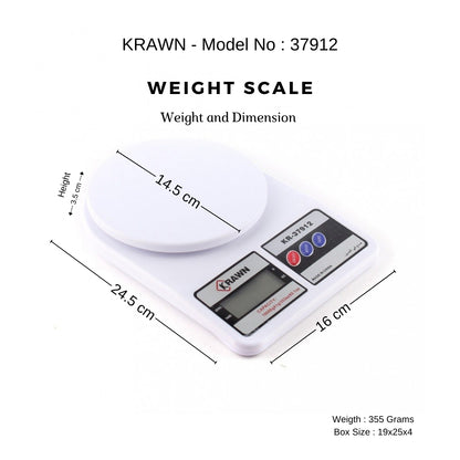 KRAWN Digital Kitchen Scale - High Precision 10kg Capacity KR-37912
