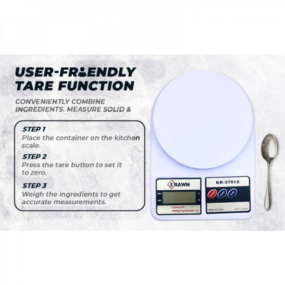 KRAWN Digital Kitchen Scale - High Precision 10kg Capacity KR-37912