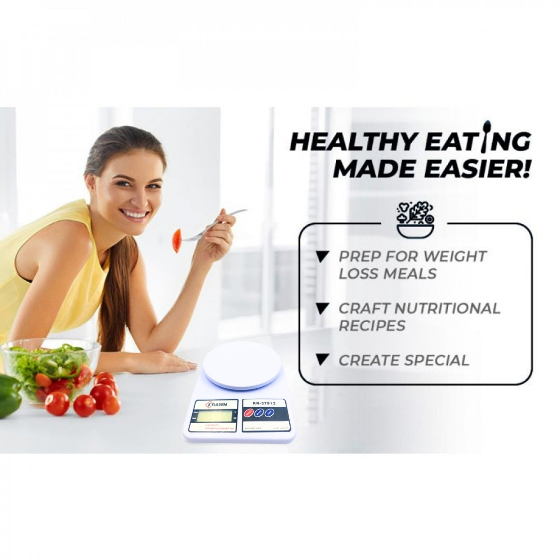 KRAWN Digital Kitchen Scale - High Precision 10kg Capacity KR-37912