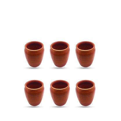 Premium Natural Clay Ceramic Cups Set - 6 Pack | 270ml Each