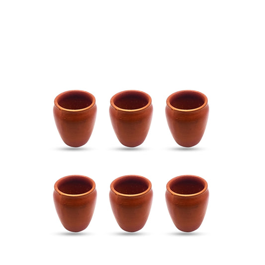Premium Natural Clay Ceramic Cups Set - 6 Pack | 270ml Each